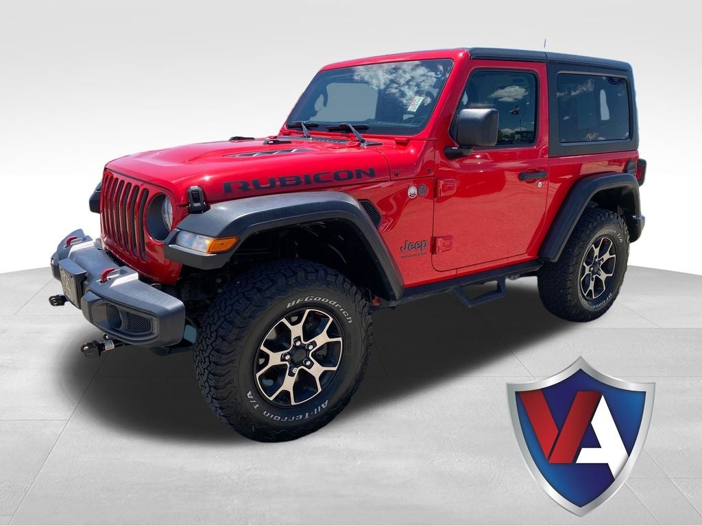 2018 Jeep Wrangler Rubicon 4x4 in Firecracker Red Clearcoat — front three-quarter view