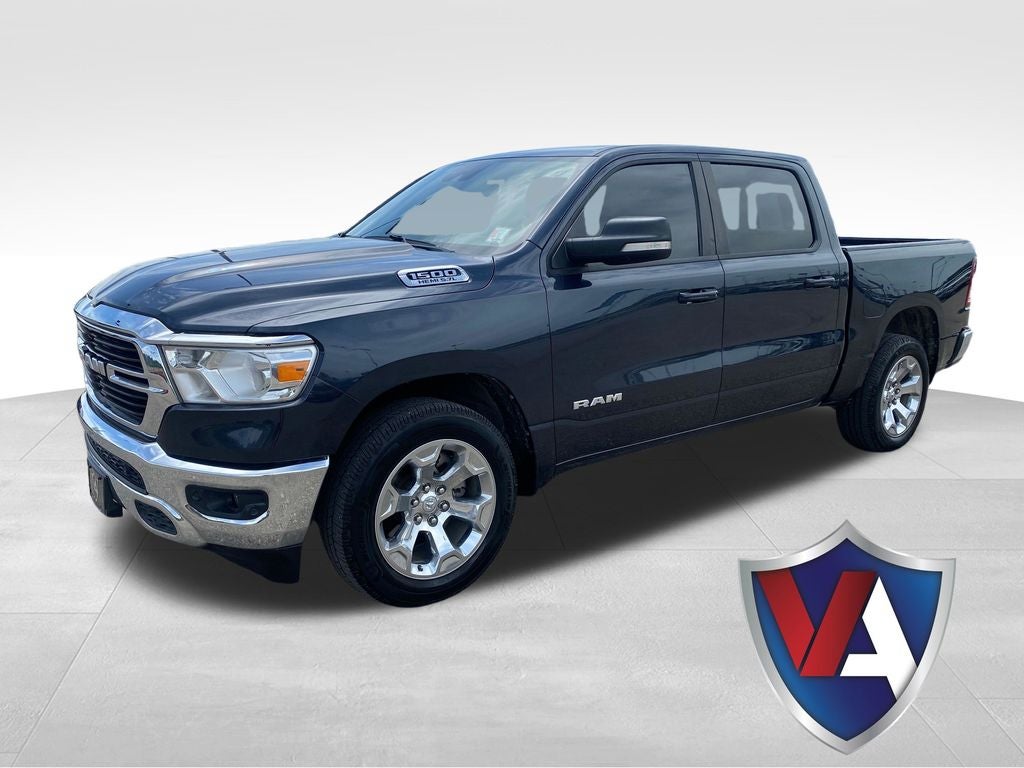 2021 RAM 1500 Lone Star Crew Cab 4x4 5'7' Box in Maximum Steel Metallic Clearcoat — front three-quarter view
