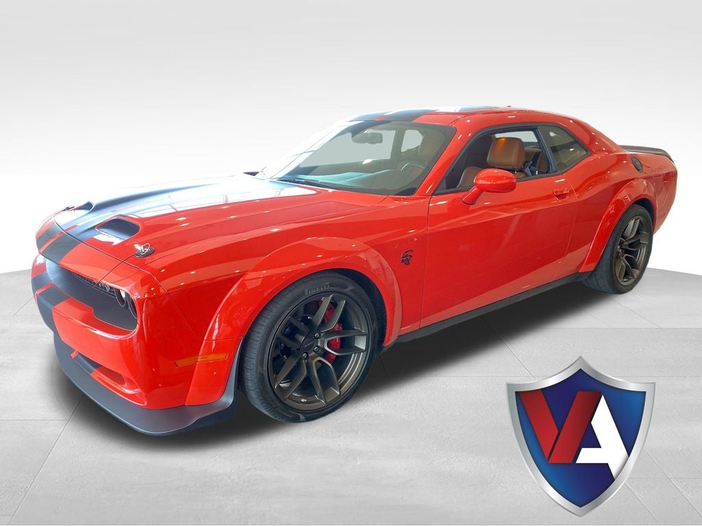 2020 Dodge Challenger SRT Hellcat Redeye Widebody in Go Mango — front three-quarter view