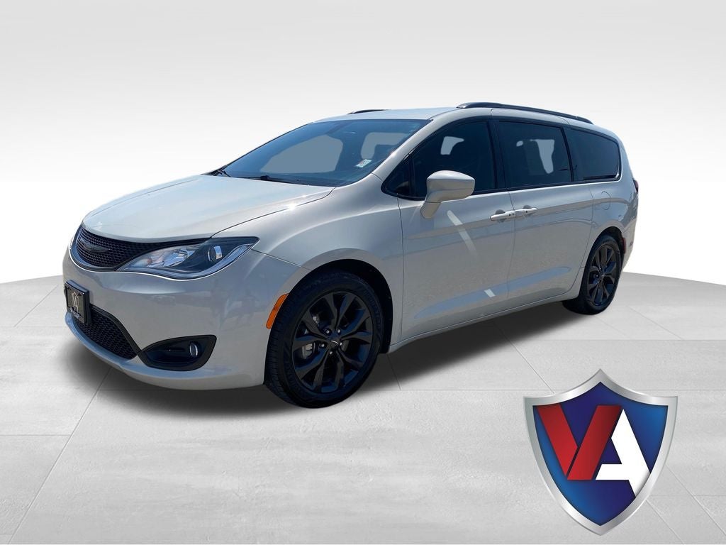 2019 Chrysler Pacifica Touring Plus in Luxury White Pearlcoat — front three-quarter view